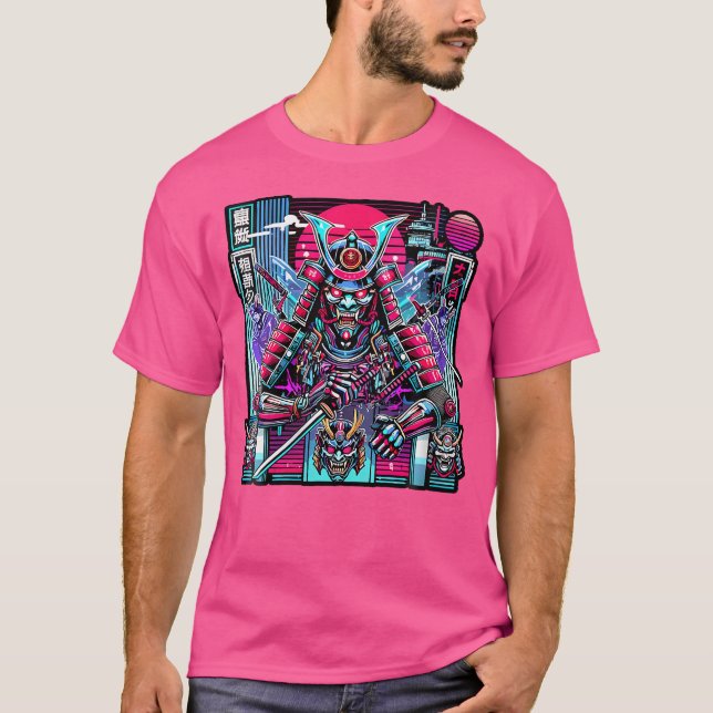 Frauen Retro Oni Cyberpunk Samurai Arts für Bushid T-Shirt (Vorderseite)