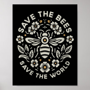 Frauen Rettete die Bienen die Welt-Blütenbiene V Poster