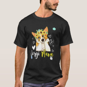 Frauen Rettung Corgi Hund Mama Sonnenblume Floral T-Shirt
