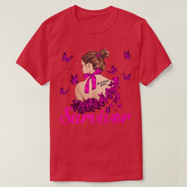 Frauen Ribbon rosa Brustkrebs Überleben Bewusstsei T-Shirt (Design vorne)