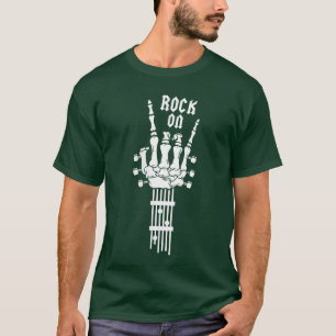 Frauen Rock And Roll Skelett Hand Rock On Rockerin T-Shirt