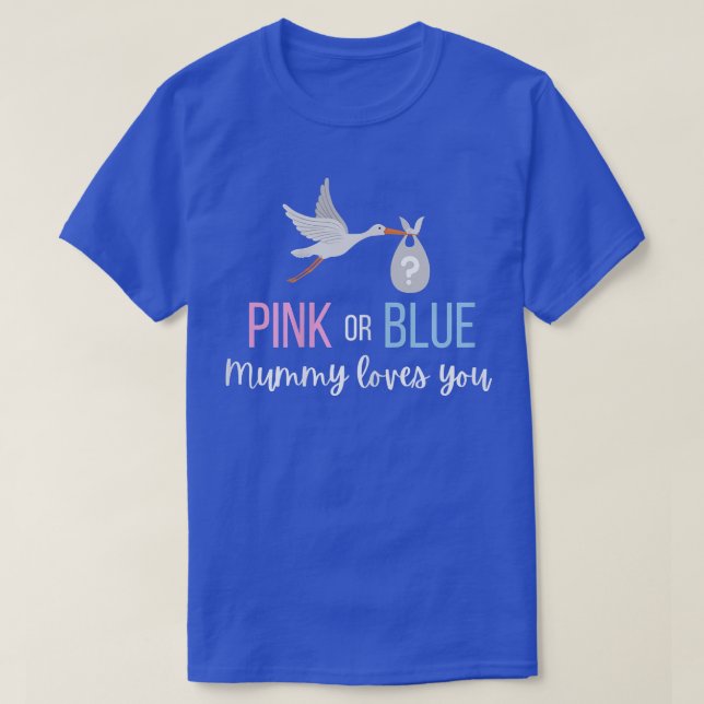 Frauen Rosa oder Blaues Baby Geschlecht offenbaren T-Shirt (Design vorne)