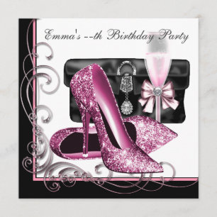 Frauen Rosa und Schwarze Geburtstagsparty Einladung