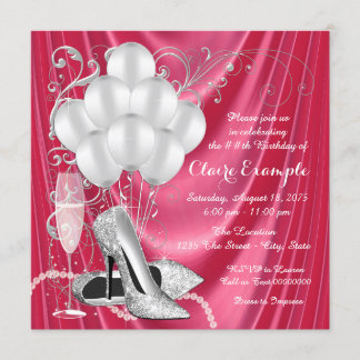 Frauen Rosa und Silber zum Geburtstag Einladung