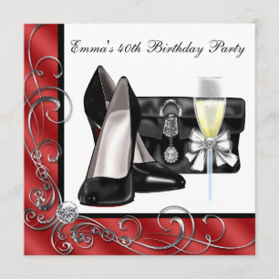 Frauen Rot 40. Geburtstag Party Einladungen