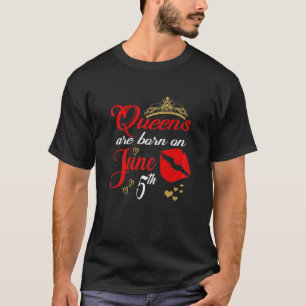 Frauen Rote Lippen Queens am 5. Juni Geboren T-Shirt