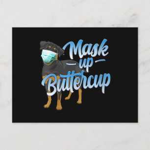 Frauen Rottweiler Hund mit Maske - Mask up Butterc Postkarte