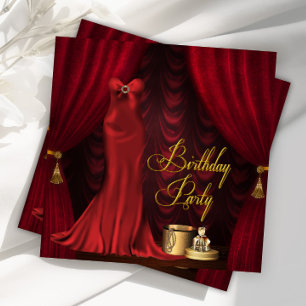 Frauen Ruby Red Gold Geburtstagsparty Einladung