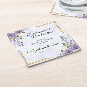 Frauen-Ruhestandsfeier Floral Klassisch Elegant Rechteckiger Pappuntersetzer