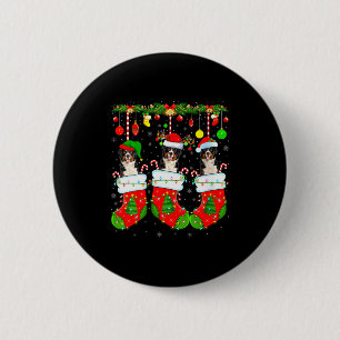 Frauen Saint Bernard Hund in Weihnachts Socken Lus Button