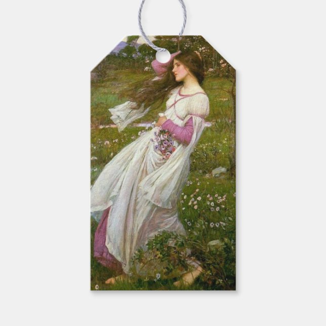 Frauen sammeln Blume im Wind Geschenkanhänger (Vorderseite)