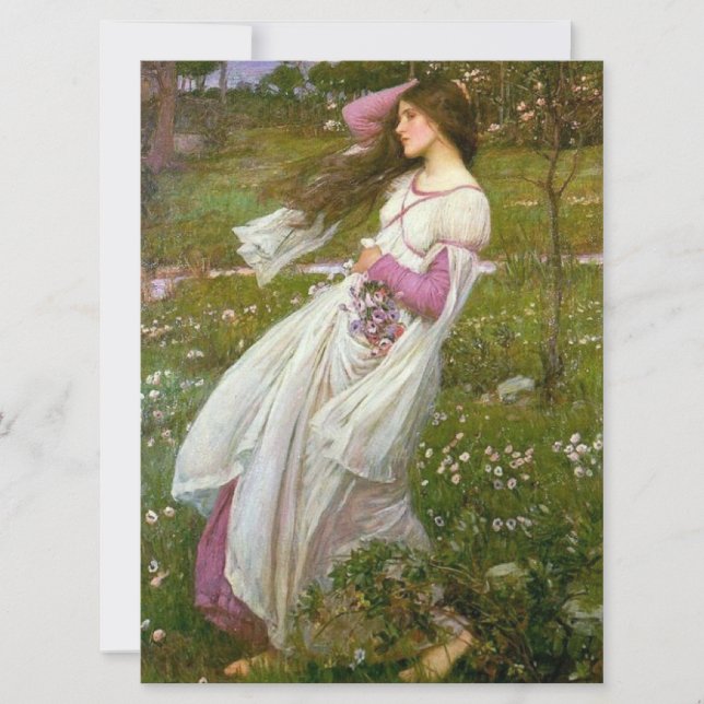 Frauen sammeln Blume im Wind Karte (Vorderseite)