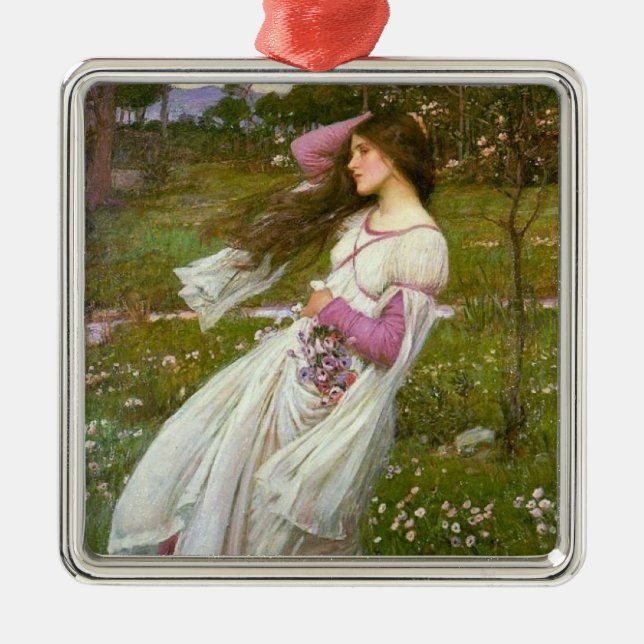 Frauen sammeln Blume im Wind Ornament Aus Metall (Vorne)