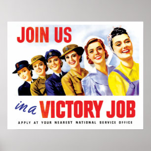 Frauen schließen sich zusammen für den Sieg, WW2 V Poster