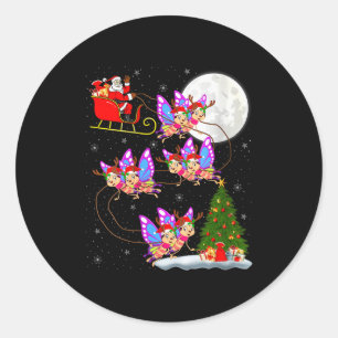 Frauen Schmetterling Weihnachtsmann Schlitten Flie Runder Aufkleber