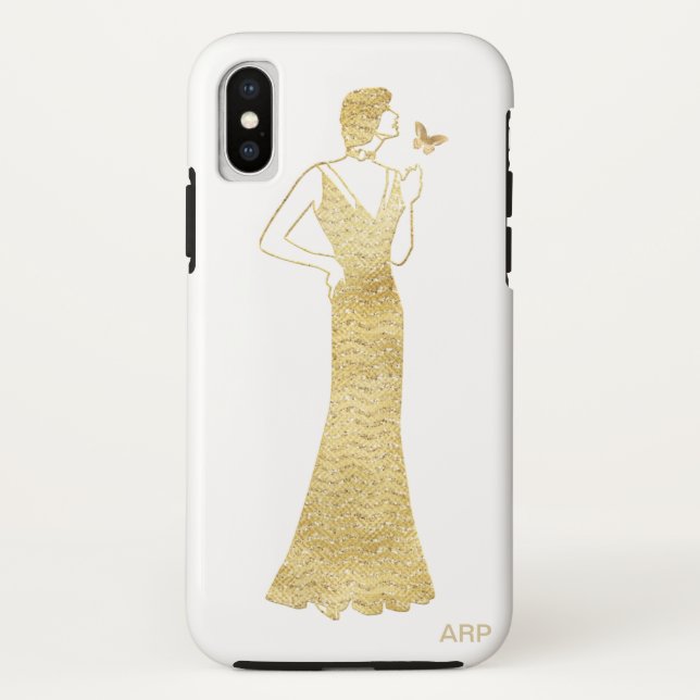 *~* Frauen-Schmetterlings-Kunst-Deko Nouveau Case-Mate iPhone Hülle (Rückseite)