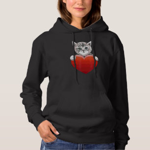 Frauen schöne Katze Graue Katze mit Herz Hoodie