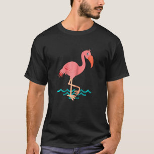 Frauen schöne rosa Flamingo am Strand T-Shirt