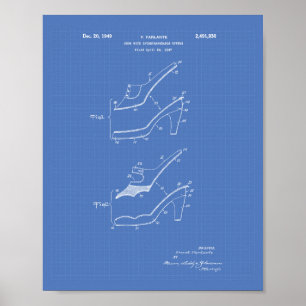 Frauen Schuh 1949 Patent Kunst Blaupause Poster