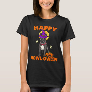 Frauen Schwarz Französische Bulldogge Hexe Kostüm T-Shirt