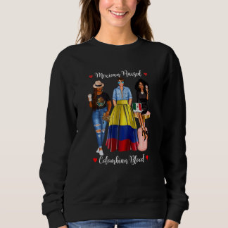 Frauen Schwarz Mexikanisch Aufgezogen Kolumbianisc Sweatshirt