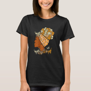 Frauen Schwarze Frau Schmetterlinge Orange Band Le T-Shirt