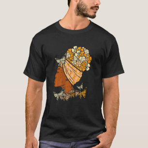 Frauen Schwarze Frau Schmetterlinge Orange Band Le T-Shirt