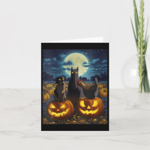 Frauen schwarze Katze Hund Huhn Halloween Kürbis Karte