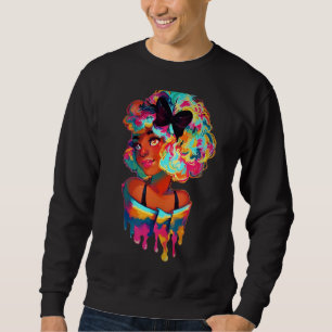 Frauen Schwarze Königin Afro Melanin Kunst schwarz Sweatshirt