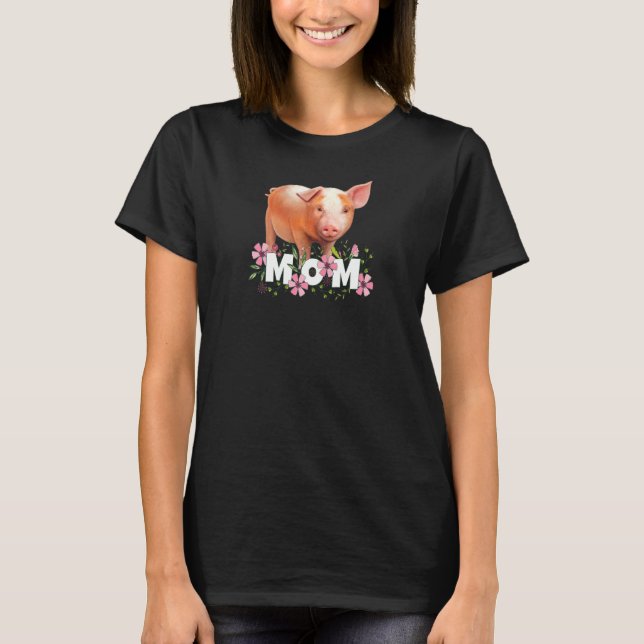 Frauen Schweinefleisch Mama Niedlich Young Pig Mot T-Shirt (Vorderseite)
