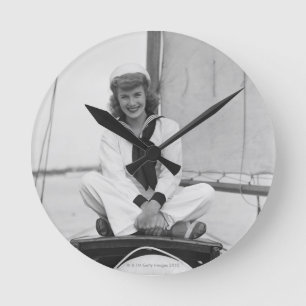 Frauen-Seemann Runde Wanduhr
