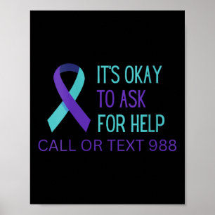 Frauen Selbstmordprävention 988 Hotline T-Shirt 98 Poster