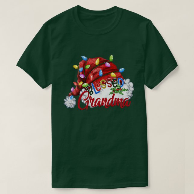 Frauen Selige Oma Weihnachtsmannmütze Xmas Ligh T-Shirt (Design vorne)