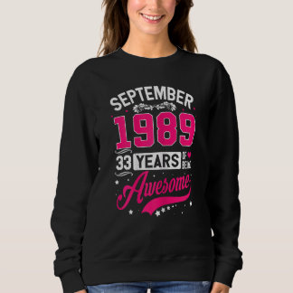 Frauen September 1989 33 Geburtstag Bekleidung 33  Sweatshirt