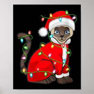 Frauen Siamesische Katze Weihnachtsbeleuchtung San Poster