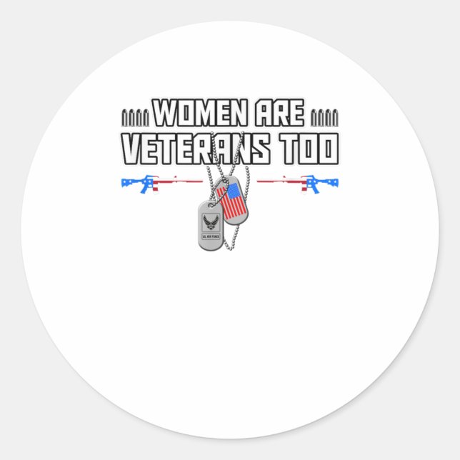 Frauen sind Veteranen zu US AIR FORCE Hund Runder Aufkleber (Vorderseite)