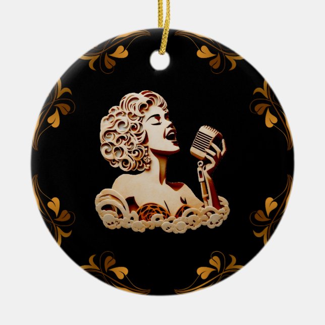 Frauen singen Papier Kunsthandwerk Keramik Ornament (Vorne)