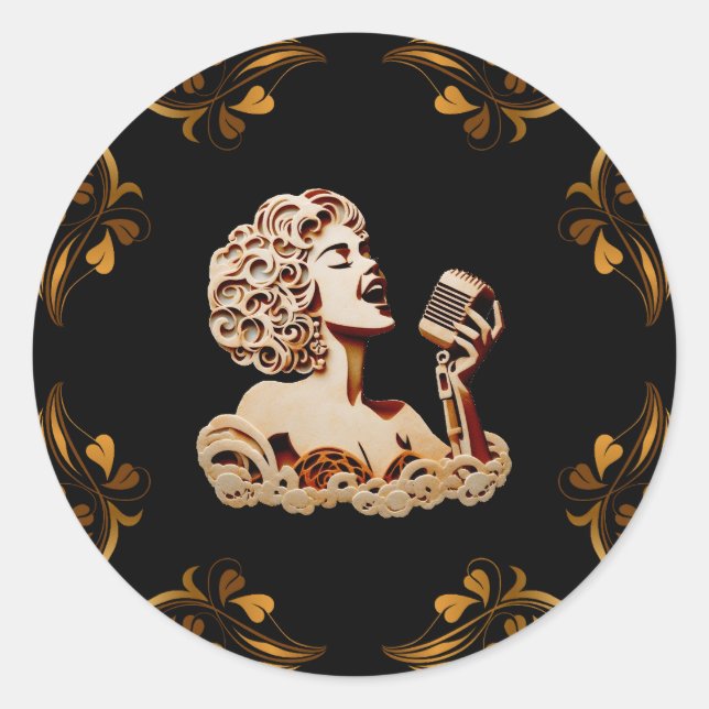 Frauen singen Papier Kunsthandwerk Runder Aufkleber (Vorderseite)