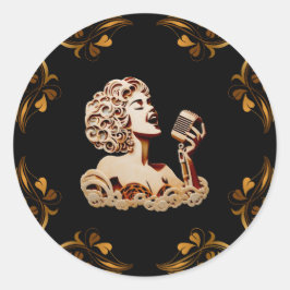 Frauen singen Papier Kunsthandwerk Runder Aufkleber