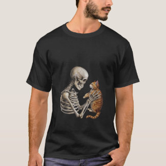 Frauen Skeleton Cat Skull Kitty Niedlich Goth Adul T-Shirt