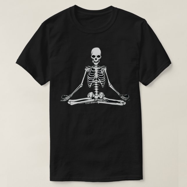 Frauen Skeletton Yoga Pose Meditation Gothic Cool  T-Shirt (Design vorne)