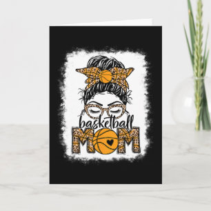 Frauen Sketll Mama Game Day Messy Bun Leopard Blea Karte