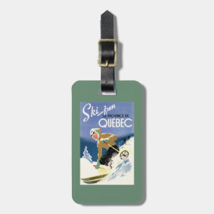 Frauen-Skifahren - englisches und französisches Gepäckanhänger