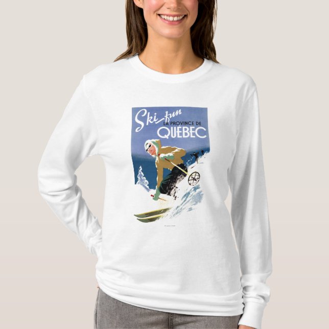 Frauen-Skifahren - englisches und französisches T-Shirt (Vorderseite)