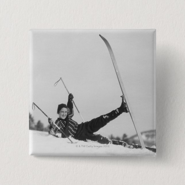 Frauen-Skifahrer 2 Button (Vorderseite)