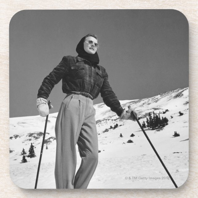 Frauen-Skifahrer Untersetzer (Vorderseite)