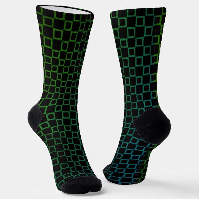 Frauen Socken, Black Green Classic Design Socken (Gewinkelt)