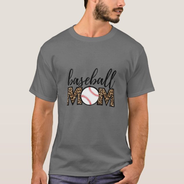 Frauen Softball Baseball Mama Leopard T-Shirt Moth (Vorderseite)
