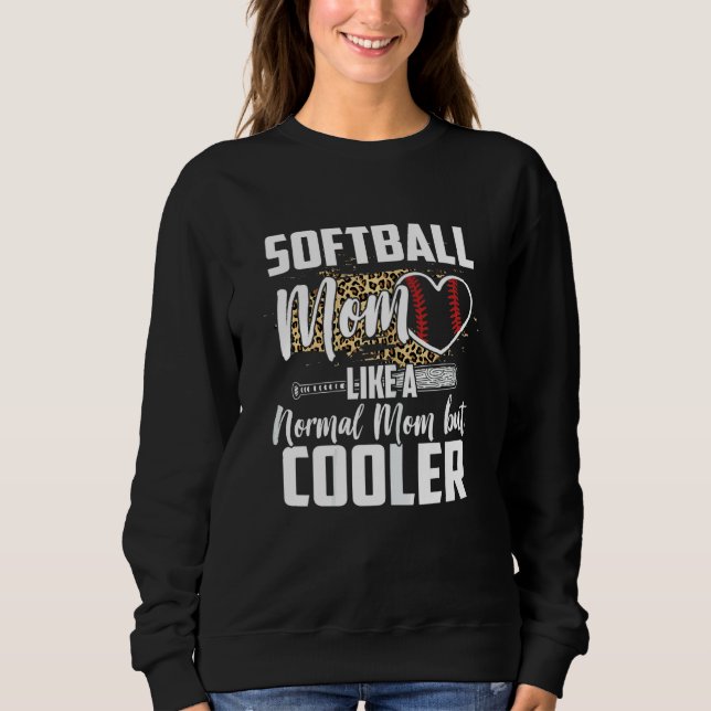 Frauen Softball Fan Leopard Cheetah Mama Sof Sweatshirt (Vorderseite)