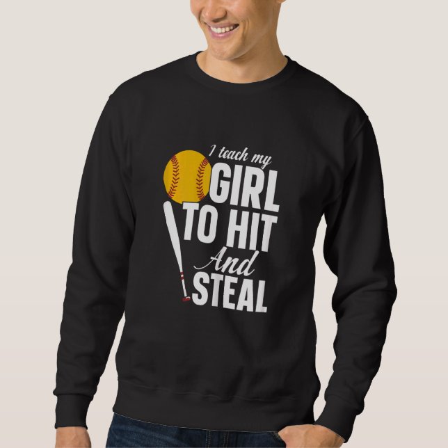 Frauen Softball Mama ich lehre mein Mädchen zu tre Sweatshirt (Vorderseite)